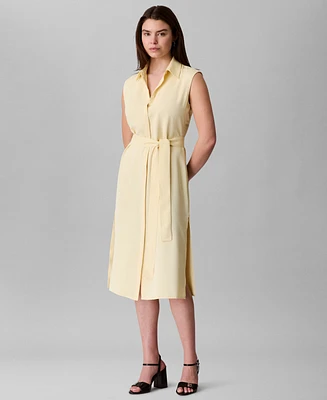 Calvin Klein Women's Sleeveless Tie-Waist Shirtdress
