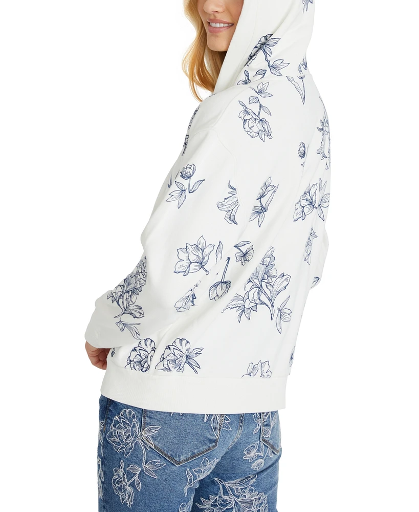Driftwood Women's Cotton Floral Zip Hoodie X Azur Etched