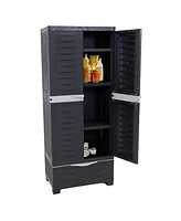 Versatile Storage Cabinet with 3 Adjustable Shelves and Lockable Doors - 57.5"
