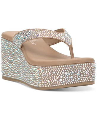 Wild Pair Women's Loli Embellished Thong Platform Sandals, Exclusively at Macy's