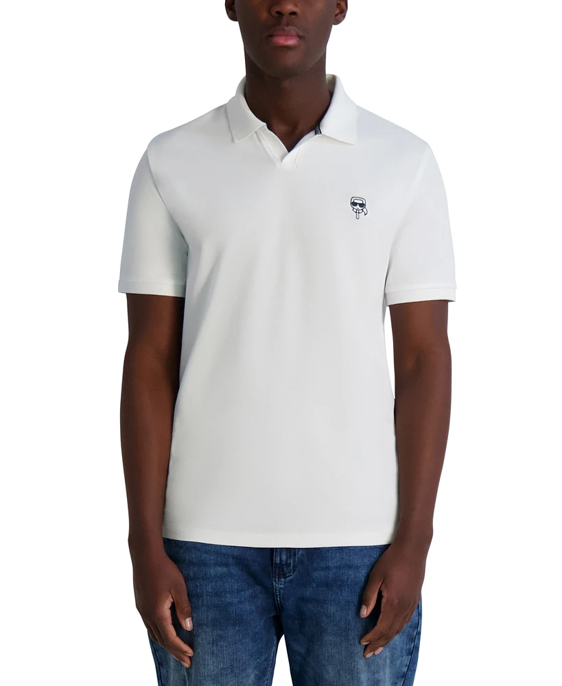 Karl Lagerfeld Paris Men's Short Sleeve Head Logo Pique Polo Shirt