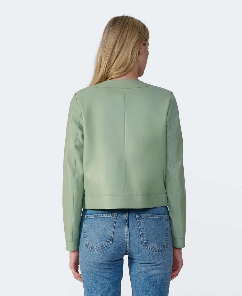 Furniq Uk Women's Cropped Leather Jacket, Created for Macy's