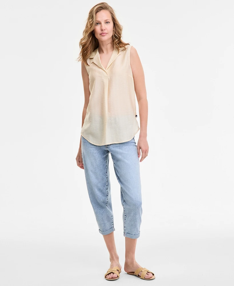 Nautica Jeans Women's Dobby Sleeveless Popover Top