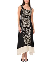 Vince Camuto Women's Floral Square-Neck Smocked-Back Sleeveless Maxi Dress