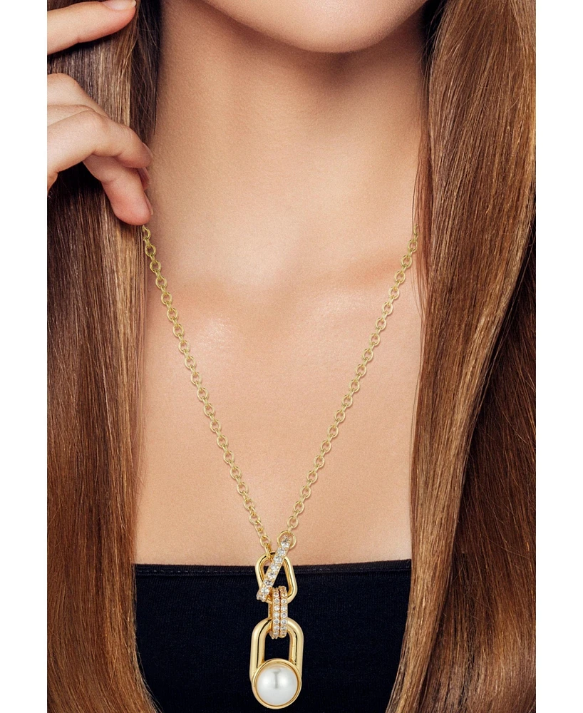 Rachel Zoe Gold Plated Pearl Interlocking Links Necklace