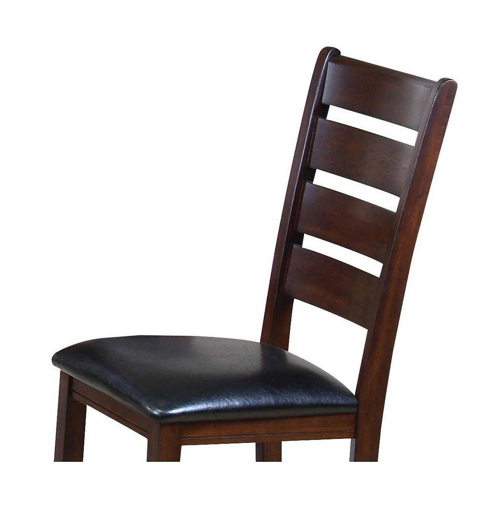Faux Leather Slat Back Dining Chairs Set of Two for Comfortable Home Dining