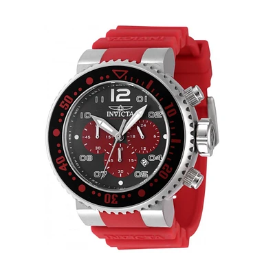 Invicta Men's 47194 Pro Diver Quartz Chronograph Black, Red Dial Watch