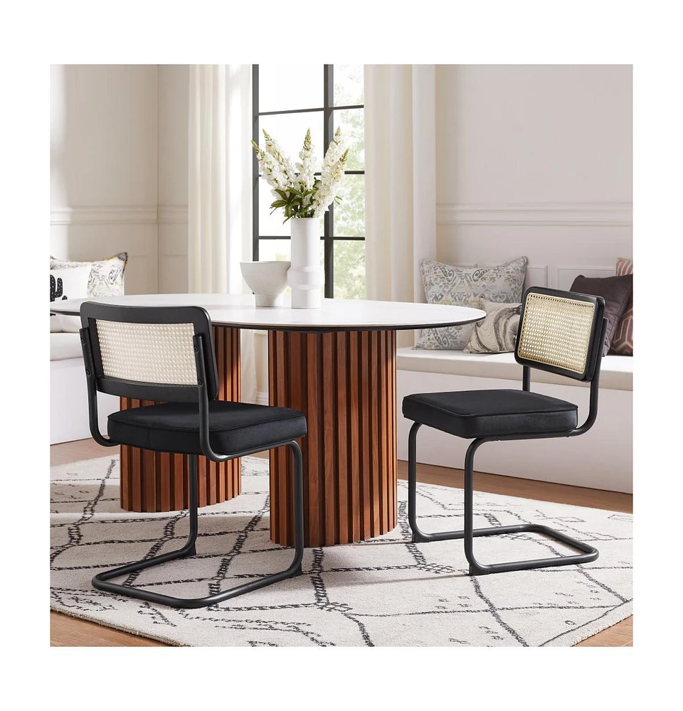 Set of Two Velvet Upholstered Dining Side Chairs with Stylish Design
