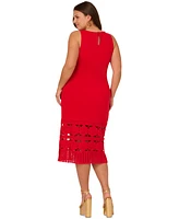 Adrianna Papell Plus Crochet-Hem Midi Dress