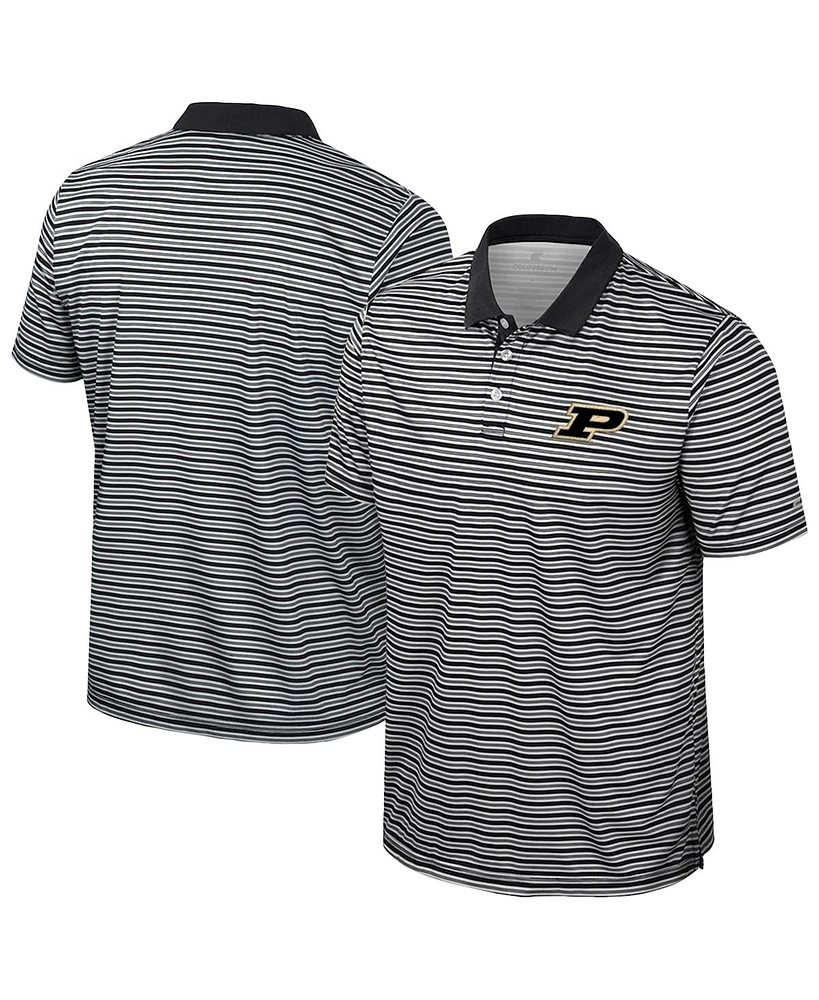 Colosseum Men's Black Purdue Boilermakers Striped Polo Shirt