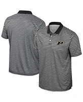 Colosseum Men's Black Purdue Boilermakers Striped Polo Shirt