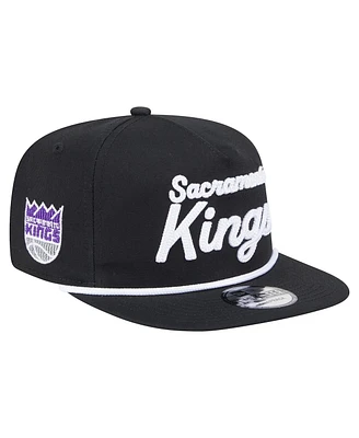 New Era Men's Black Sacramento Kings Team Text Golfer Snapback Hat
