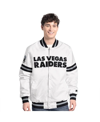 Starter Men's White Las Vegas Raiders Scout Full-Snap Varsity Jacket