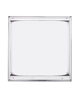 Glass Top Square End Table with Iron Base for Living Room or Lounge
