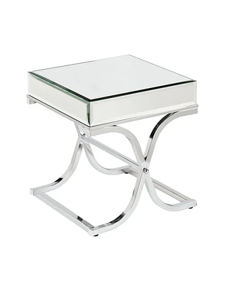 Mirrored Glass Square End Table for Living Room or Bedroom Decor