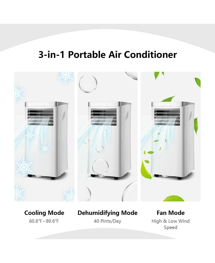 8000 Btu 3-in-1 Portable Air Conditioner with Remote Control
