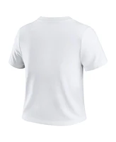 Wear by Erin Andrews Women's White Detroit Tigers Distressed Cropped Baby T-Shirt