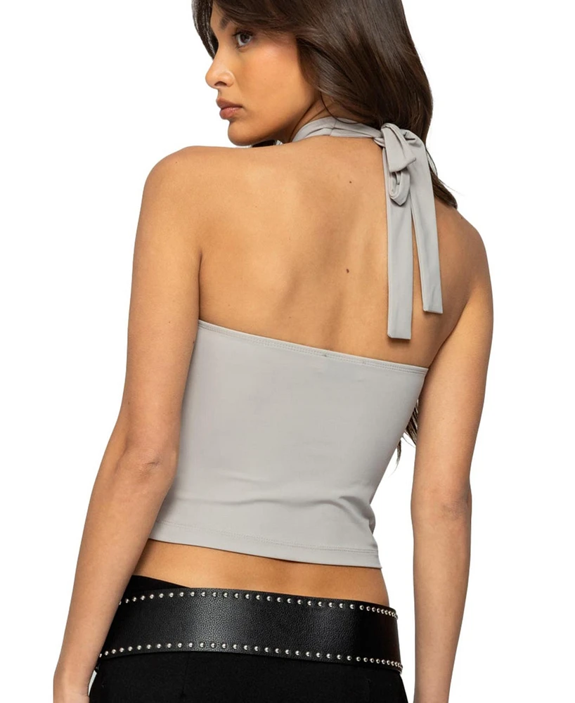 Edikted Women's Alizee Belt Detail Halter Top