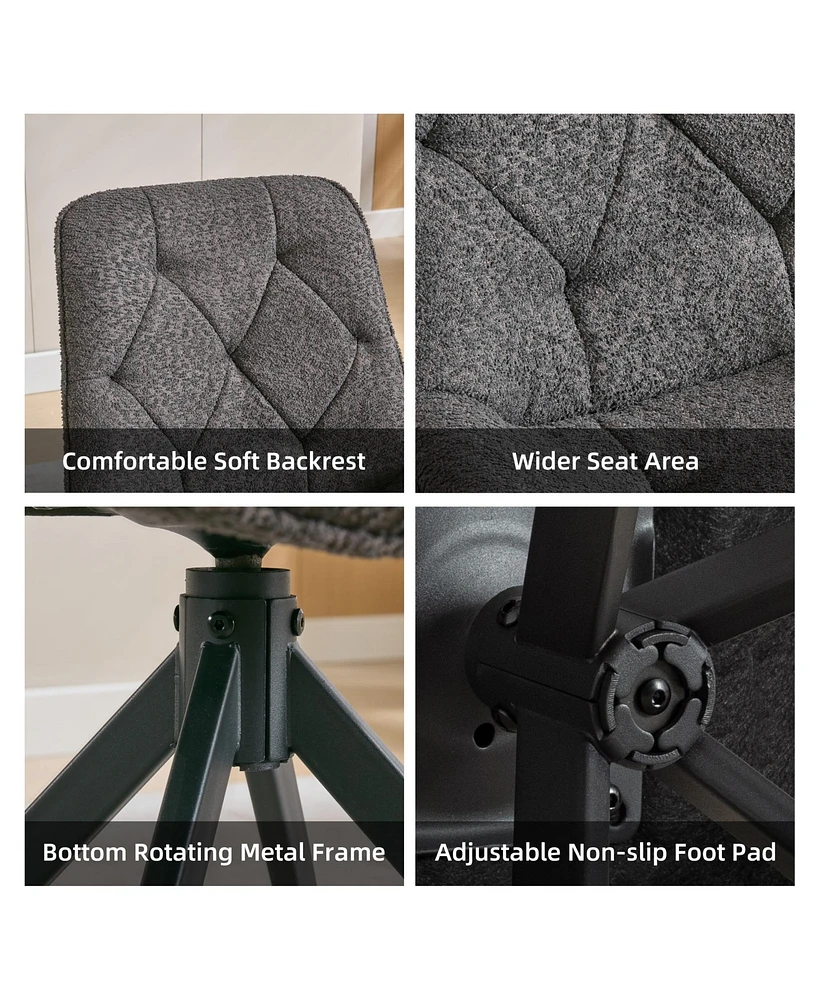 Dyhome Swivel Dining Chairs, Boucle Upholstered Accent Chairs Living Room Desk Office Arm Chair