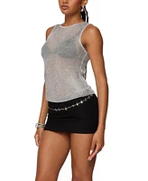 Edikted Women's Amalya Shiny Sheer Knit Top