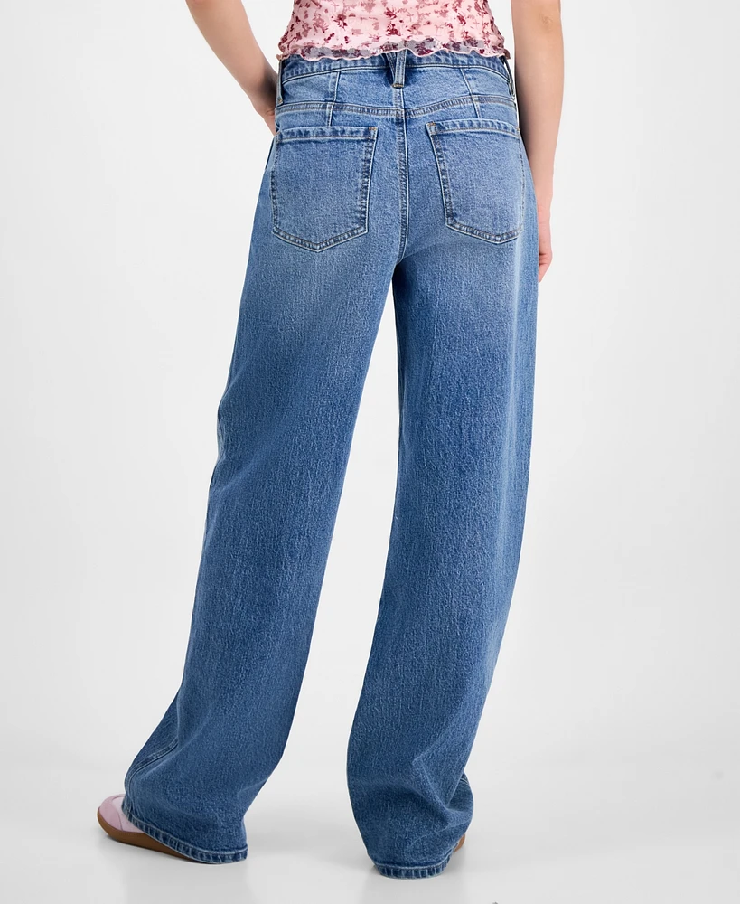 Celebrity Pink Juniors' High Rise Baggy Wide-Leg Curvy Jeans