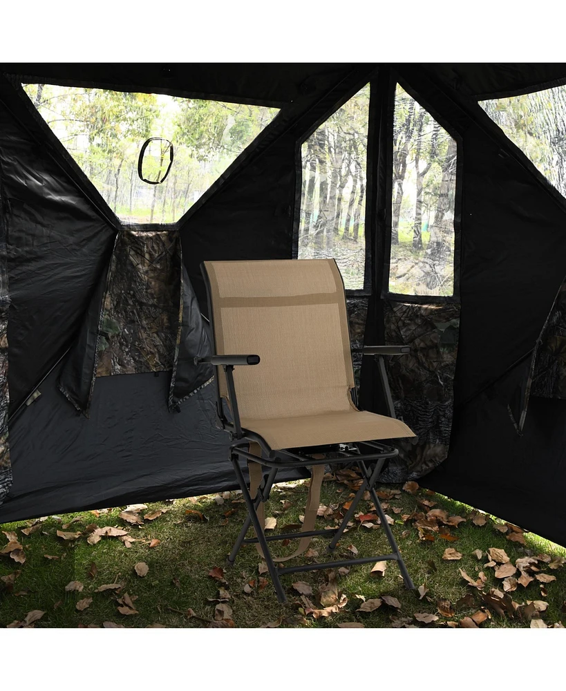 Foldable Swivel Patio Chair with Armrest and Mesh Back
