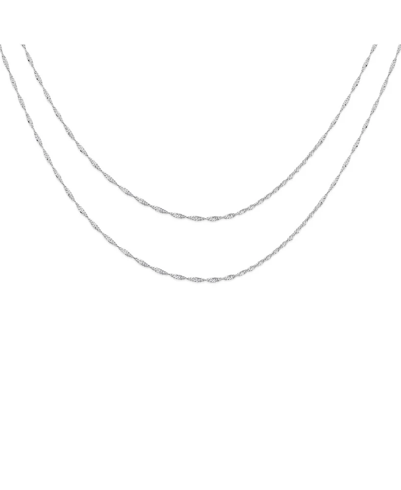 Bling Jewelry Set of 2 Thin 1.5MM Sterling Silver Singapore Rope Chain Necklace Made in Italy 16 & 18 Inch