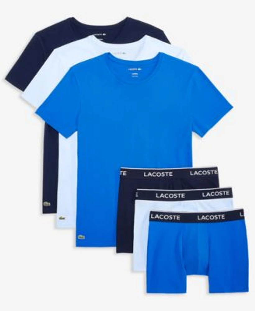 Lacoste Mens 3 Pk. Slim Fit Crewneck T Shirts 3 Pk. Regular Fit Logo Boxer Briefs Holiday Gift Set