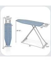 Full Size Ironing Board with Rest, 57" x 15" Carbon Steel Table, 7-Level Height & Heat Resistant Cover