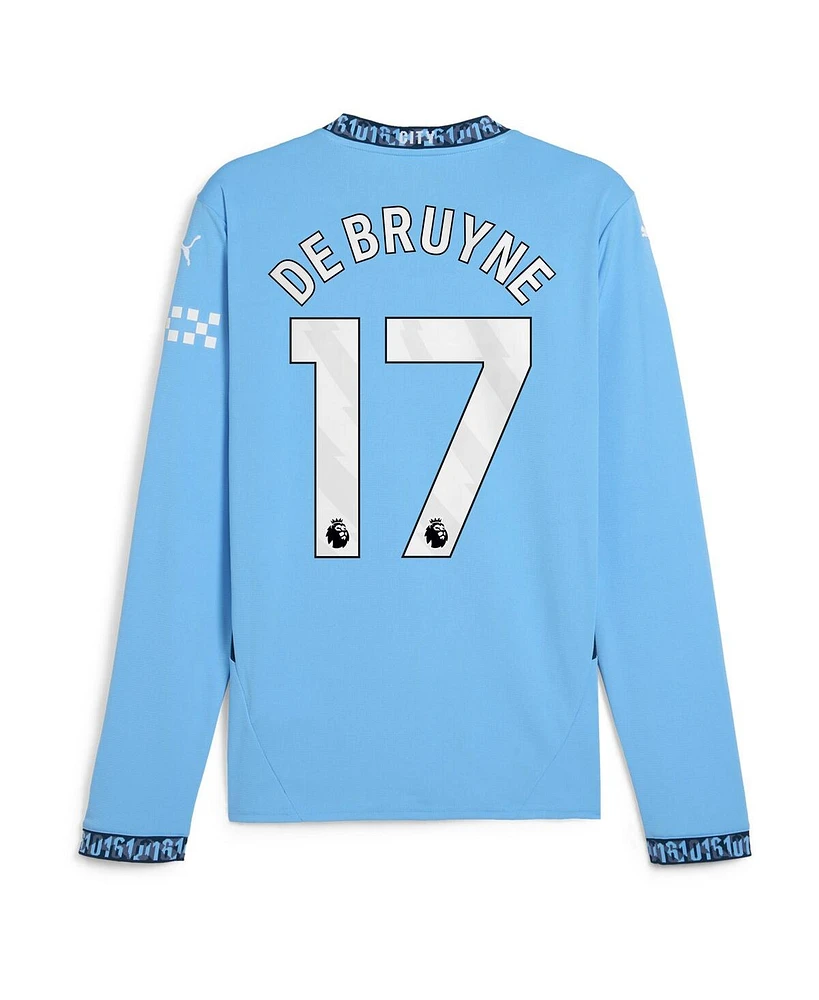 Puma Men's Kevin De Bruyne Light Blue Manchester City 2024/25 Home Replica Long Sleeve Player Jersey