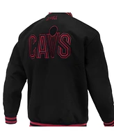 Fisll Men's and Women's Black Cleveland Cavaliers Logo Man Shadow Collection Full-Snap Varsity Jacket