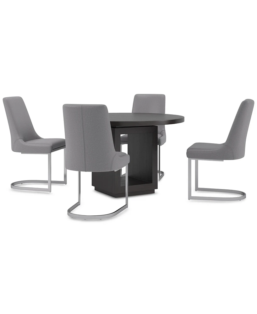 Tivie -Pc. Dining Set (Round Table & Metal Chairs