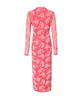 Quiz Women's Floral Flocked Mesh Maxi Dress