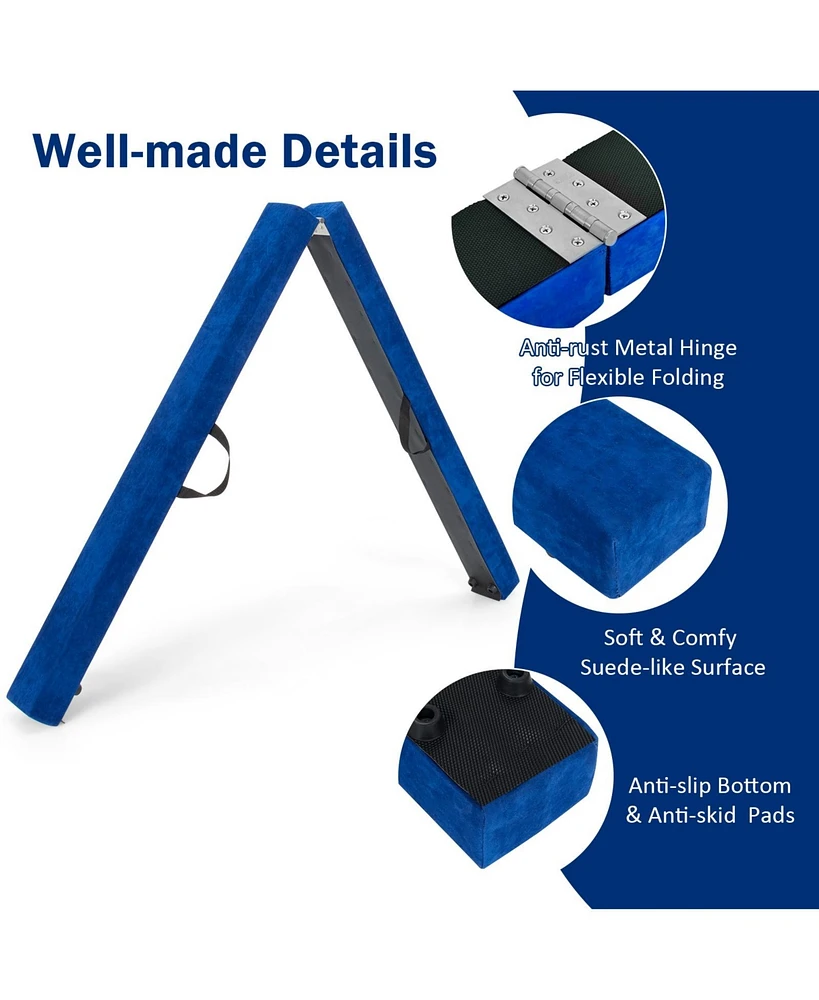 7 Feet Folding Portable Floor Balance Beam with Handles for Gymnasts