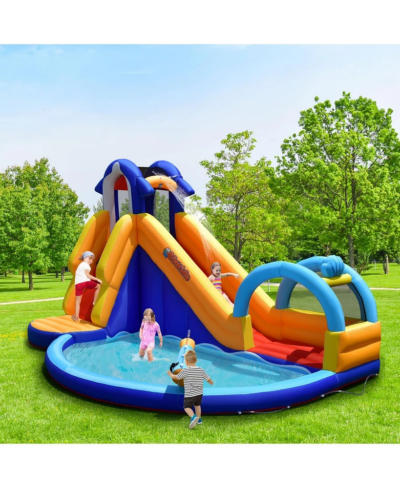 Inflatable Bouncy House with Slide and Splash Pool without Blower