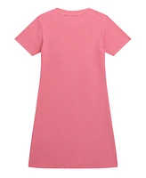 Guess Big Girl Short Sleeve Rib Dress with Embroidered Logo