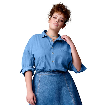 June + Vie Women's Chambray Blouse