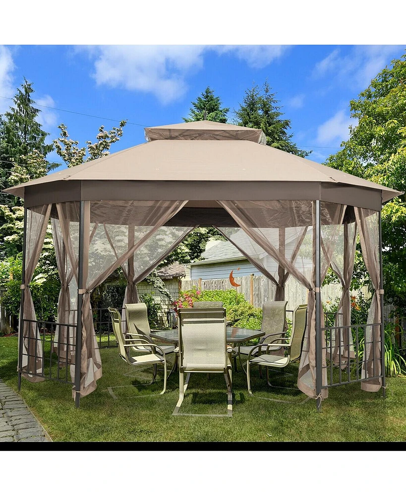 10 x 12 Octagonal Patio Gazebo with Mosquito Net