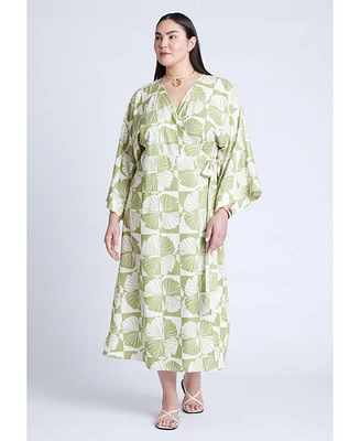 Eloquii Women's Kimono Sleeve Maxi Wrap Dress