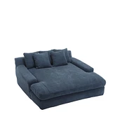 Chenille 2-seater lazy sofa With 5 back pillows, Comfy Sofa- Deep Seat Couch for Living Room, Club (Navy)