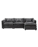 Modern Large boucle Fabric L-Shape Sectional Chenille fabric, movable pedals, detachable armrests, oversized three-seat Sofa