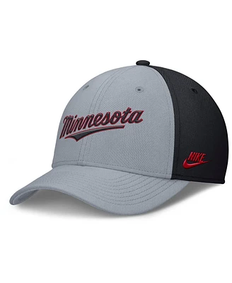 Nike Men's Gray/Navy Minnesota Twins Rise Swoosh Performance Flex Hat