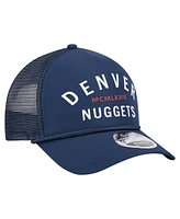 New Era Men's Navy Denver Nuggets Minimalist A-Frame 9FORTY Trucker Hat