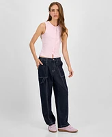 Madden Girl Juniors' Faux Button-Front Tank