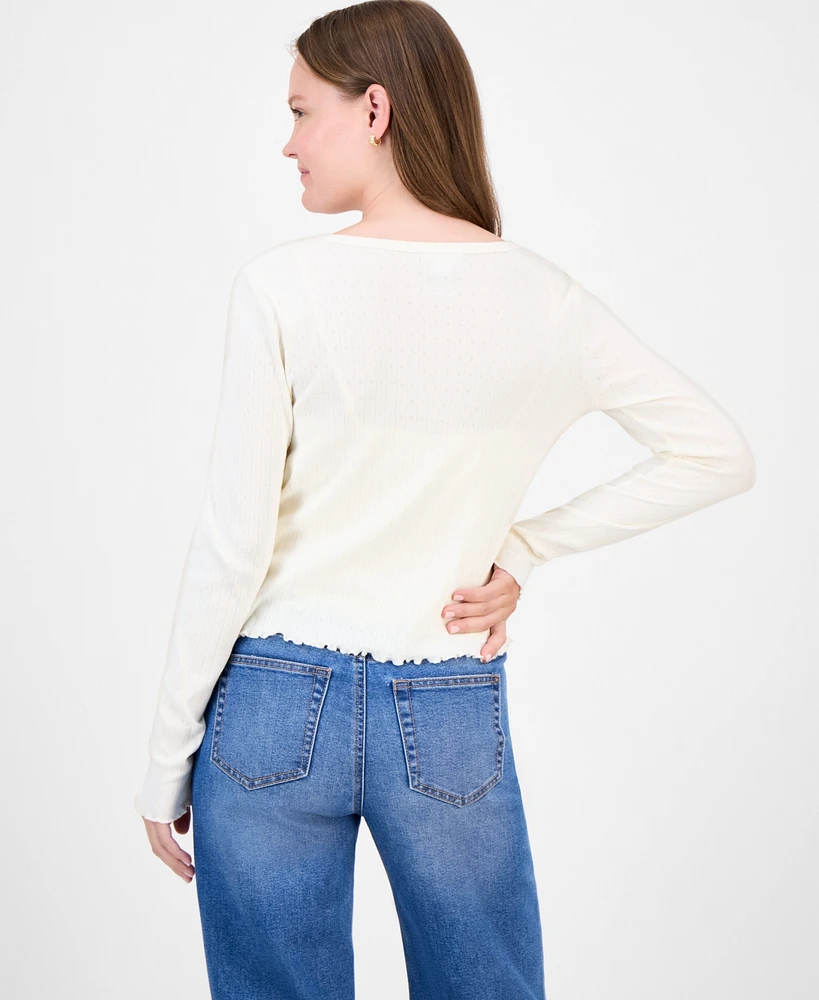 Just Polly Juniors' Cotton Rib-Knit Striped Tank & Cardigan Set