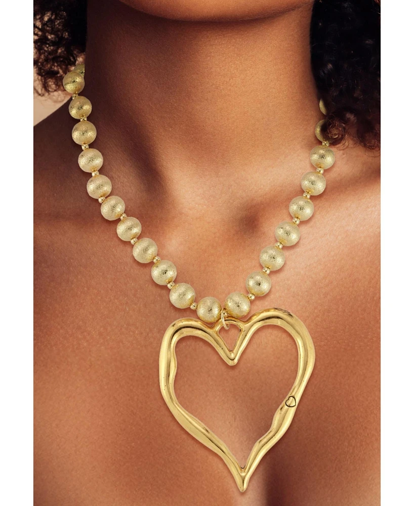 Rachel Zoe Gold Plated Large Open Heart Necklace