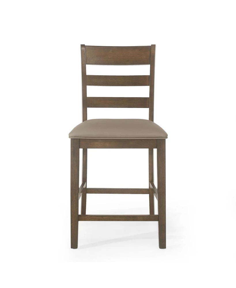 Farmhouse Upholstered Wood Counter Stools (Set of 2)