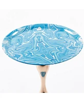 Modern Round Coffee Table, Metal Pedestal Table for Small Spaces
