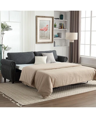 80.7" 2-in-1 Sofa Bed Sleeper with Large Mattress(63"70.93.3 inch), for Living Room Spaces Bedroom