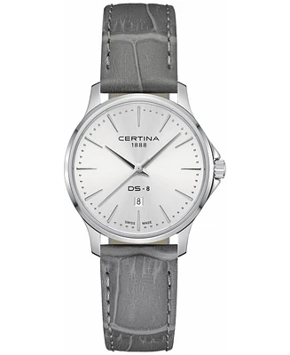 Certina Women's Swiss Ds-8 Gray Leather Strap Watch 31mm